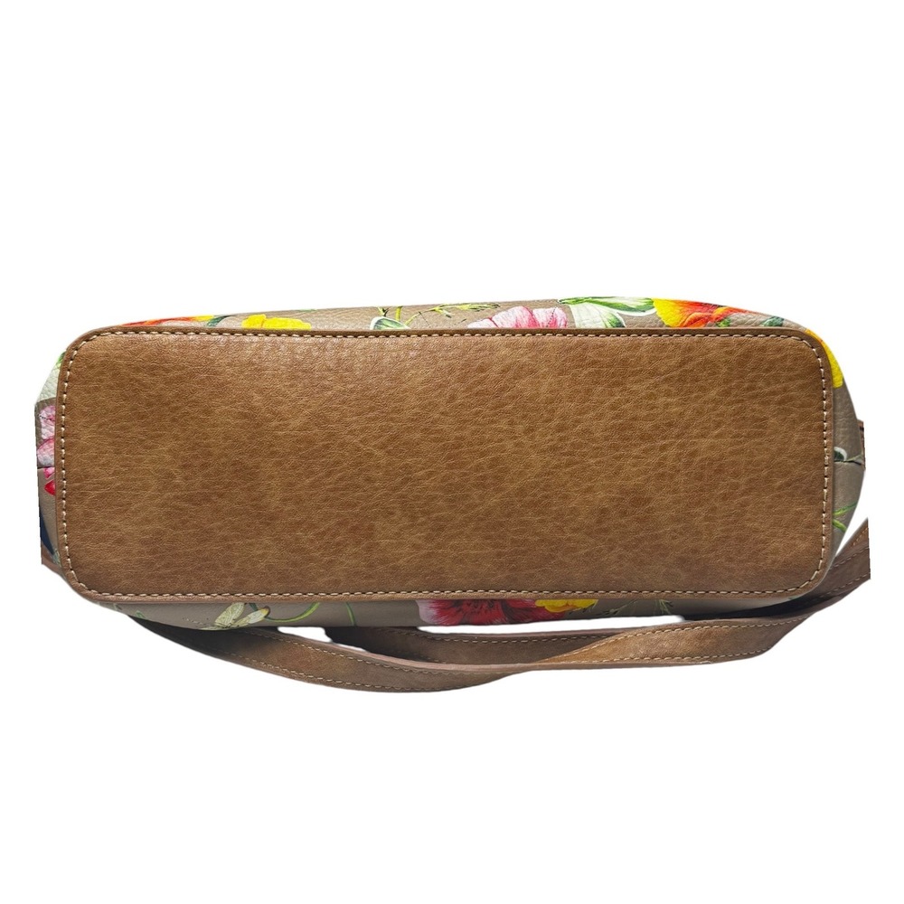 MultiSac Floral Butterfly Crossbody Shoulder Handbag Taupe Multi Pocket Purse - Picture 4 of 4
